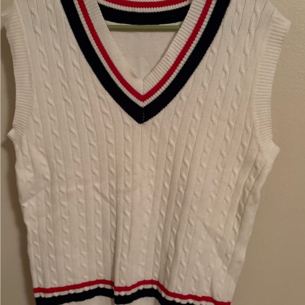 White Cable Knit Sweater Vest
